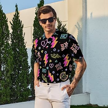 Amazon.com: Cvrozpwy Funny Golf Shirts for Men Neon 80s 90s